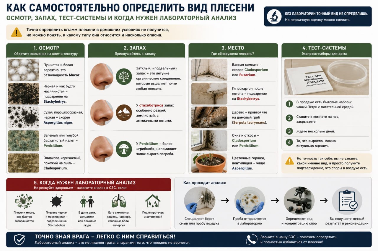 Как самостоятельно определить вид плесени